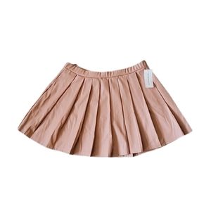 Brown Faux Leather Tennis Skirt
